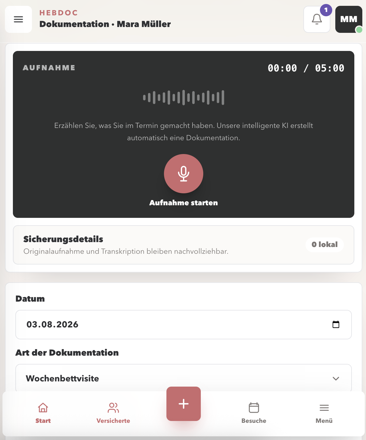 Mobiler KI-Assistent für die Hebammen-Dokumentation in Hebdoc